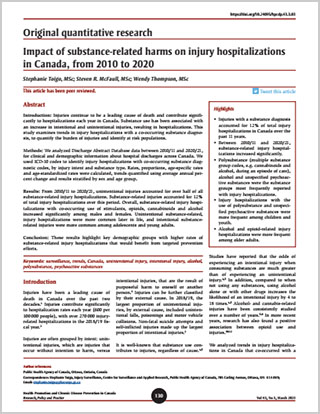 Original quantitative research – Impact of substance-related harms on injury hospitalizations in Canada, from 2010 to 2020