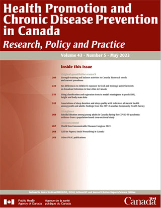 Health Promotion and Chronic Disease Prevention in Canada, Vol 43, No 5, 2023