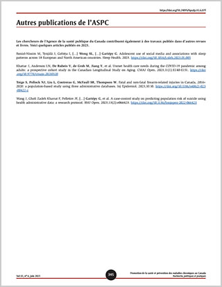 Autres publications de l’ASPC