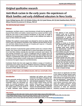 Original qualitative research – Anti-Black racism in the early years: the experiences of Black families and early childhood educators in Nova Scotia