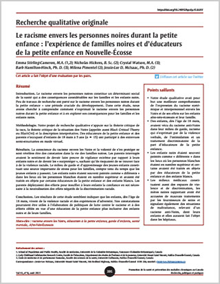 Recherche qualitative originale – Le racisme envers les personnes noires durant la petite enfance : l’expérience de familles noires et d’éducateurs de la petite enfance en Nouvelle-Écosse
