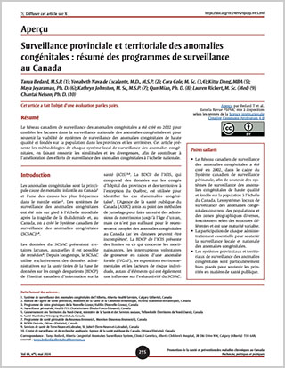 Aperçu – Surveillance provinciale et territoriale des anomalies congénitales : résumé des programmes de surveillance au Canada