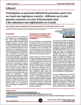 Éditorial – Participation au processus éditorial de personnes ayant vécu ou vivant une expérience concrète : réflexions sur la série spéciale consacrée à la crise d’intoxications dues à des substances non réglementées au Canada