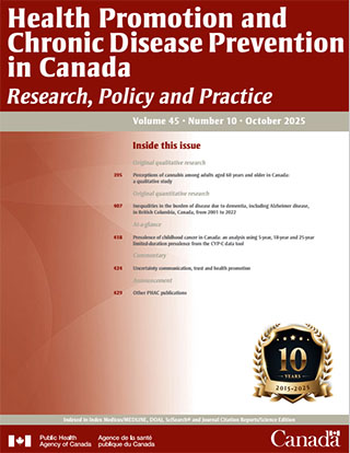 Health Promotion and Chronic Disease Prevention in Canada, Vol 45, No 10, 2025