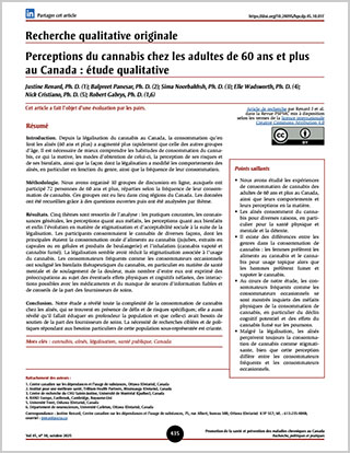 Recherche qualitative originale – Perceptions du cannabis chez les adultes de 60 ans et plus au Canada : étude qualitative