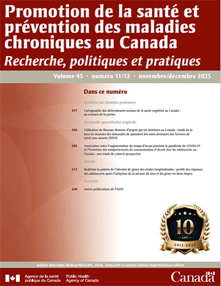 Promotion de la santé et prévention des maladies chroniques au Canada, volume 45, no 11/12, 2025