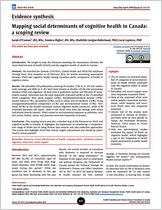 Evidence synthesis – Mapping social determinants of cognitive health in Canada: a scoping review