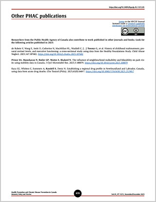 Other PHAC publications