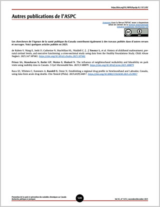 Autres publications de l’ASPC