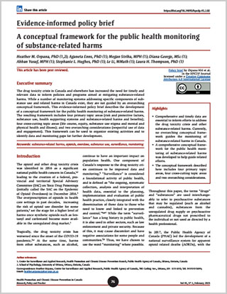 Evidence-informed policy brief – A conceptual framework for the public health monitoring of substance-related harms