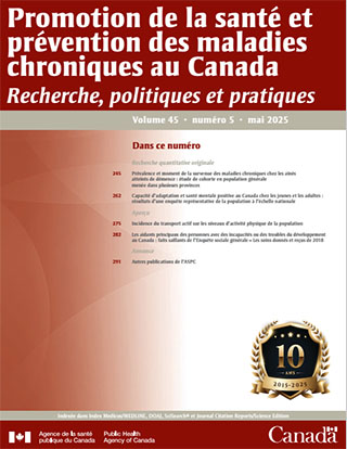 Promotion de la santé et prévention des maladies chroniques au Canada, volume 45, no 5, 2025