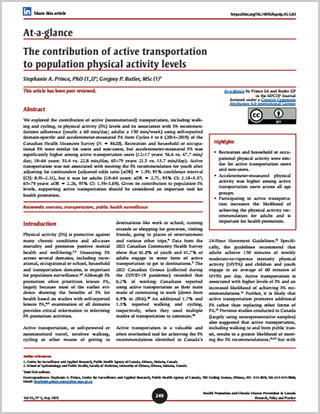 At-a-glance – The contribution of active transportation to population physical activity levels 