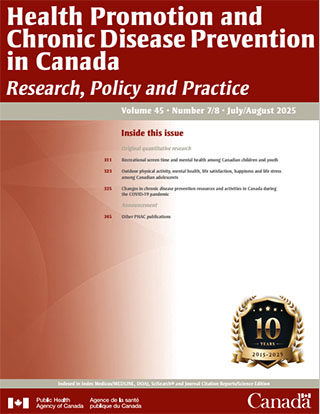 Health Promotion and Chronic Disease Prevention in Canada, Vol 45, No 7/8, 2025