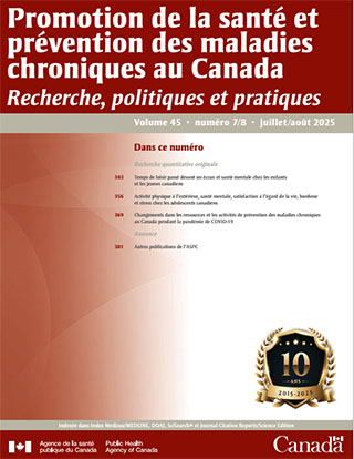 Promotion de la santé et prévention des maladies chroniques au Canada, volume 45, no 9, 2025