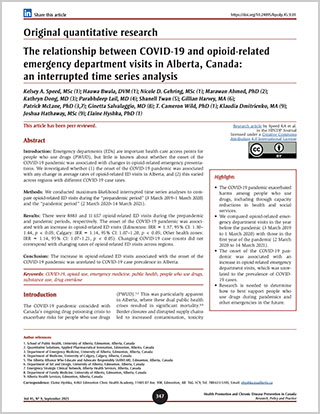 Original quantitative research – The relationship between COVID-19 and opioid-related emergency department visits in Alberta, Canada: an interrupted time series analysis