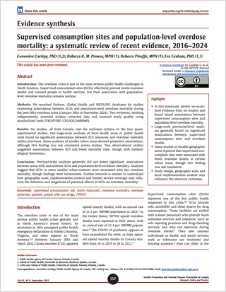 Evidence synthesis – Supervised consumption sites and population-level overdose mortality: a systematic review of recent evidence, 2016–2024