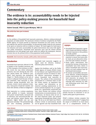 Commentary – The evidence is in: accountability needs to be injected into the policy-making process for household food insecurity reduction
