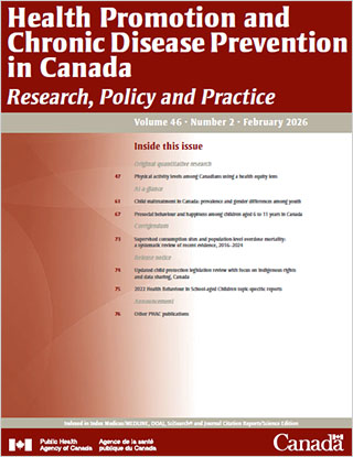 Health Promotion and Chronic Disease Prevention in Canada, Vol 46, No 2, 2026