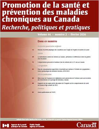 Promotion de la santé et prévention des maladies chroniques au Canada, volume 46, no 2, 2026