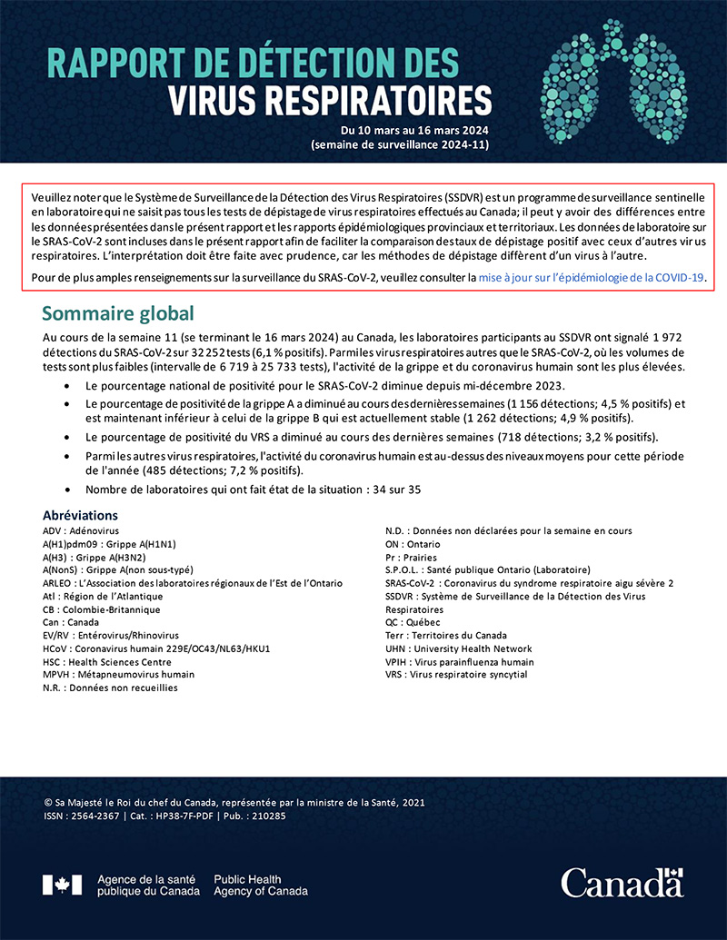 Rapport de virus des voies respiratoires
