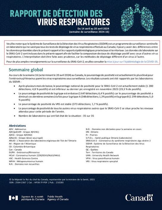 Rapport de virus des voies respiratoires