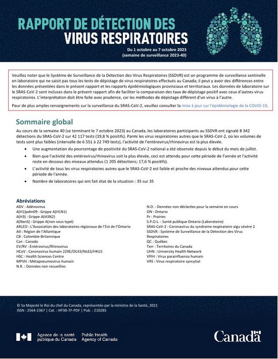 Rapport de virus des voies respiratoires