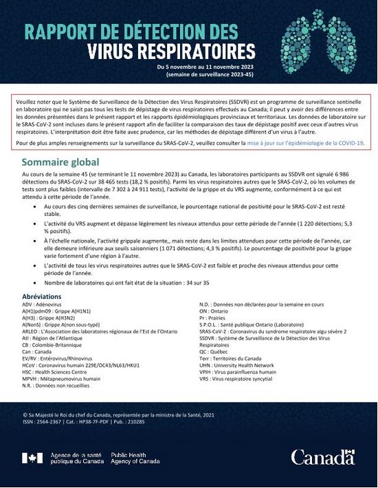 Rapport de virus des voies respiratoires