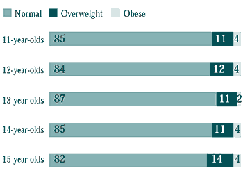 Figure 7.19 Body Mass Index results for girls
