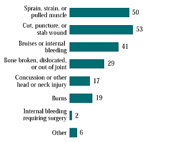 Figure 9.13 Type of injury suffered by students who were biking (%)