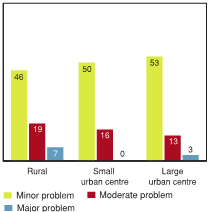Figure 6.10 - Garbage, litter, or broken glass in the street or road, on the sidewalks, or in yards are a problem in the neighbour hood where school is located, by community type (%)
