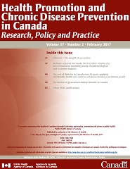 Vol 37, No 2, February 2017 - Health Promotion and Chronic Disease Prevention in Canada: Research, Policy and Practice