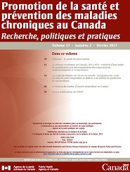 Vol 37, No 2, février 2017- Promotion de la santé et prévention des maladies chroniques au Canada : Recherche, politiques et pratiques
