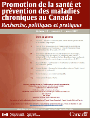 Vol 37, No 3, mars 2017 - Promotion de la santé et prévention des maladies chroniques au Canada : Recherche, politiques et pratiques