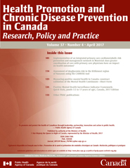 Vol 37, No 4, April 2017 - Health Promotion and Chronic Disease Prevention in Canada: Research, Policy and Practice