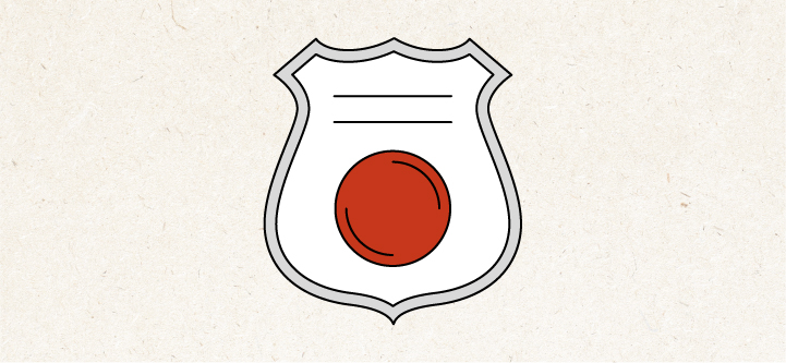An illustration of a badge representing the Royal Canadian Mounted Police.