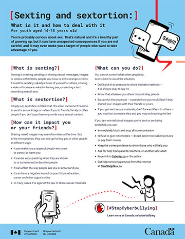 Fact Sheet - Sexting and sextortion: What is it and how to deal with it - For youth aged 14-15 years old
