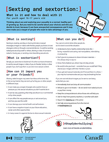 Fact Sheet - Sexting and sextortion: What is it and how to deal with it - For youth aged 16-17 years old