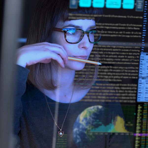 Woman looking at a computer screen