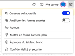 Capture d’écran du menu des paramètres