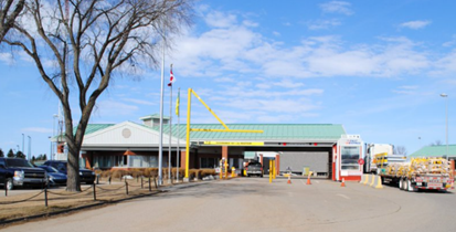 North Portal port of entry building with 2 lanes for traffic