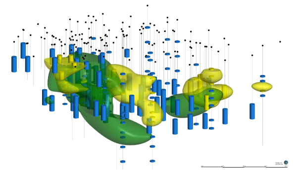 A colourful graphic with undefined shapes, dots and lines