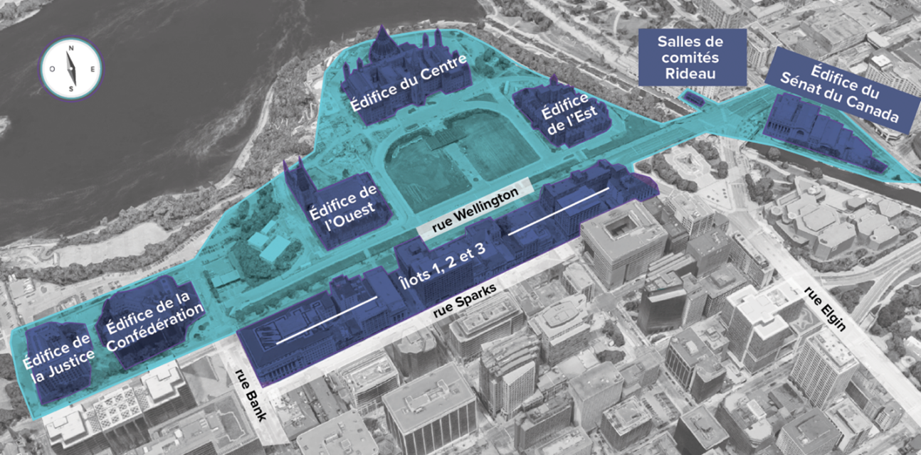 Carte photographique aérienne de la cité parlementaire