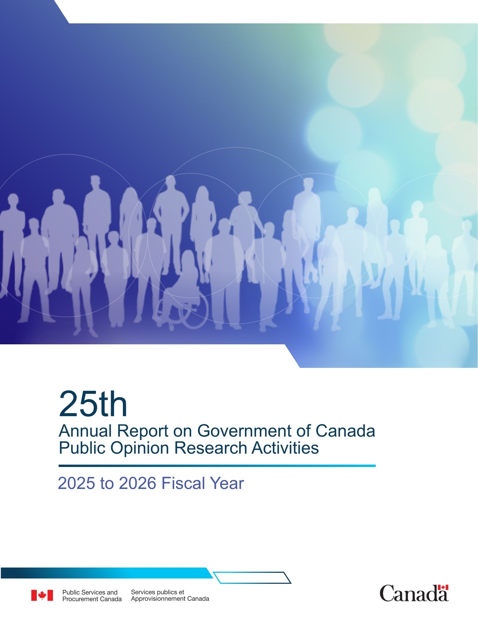 Cover page of the Annual Report on Government of Canada Public Opinion Research Activities, 2025–2026, featuring silhouettes of diverse people.