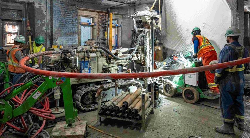 Workers and machinery