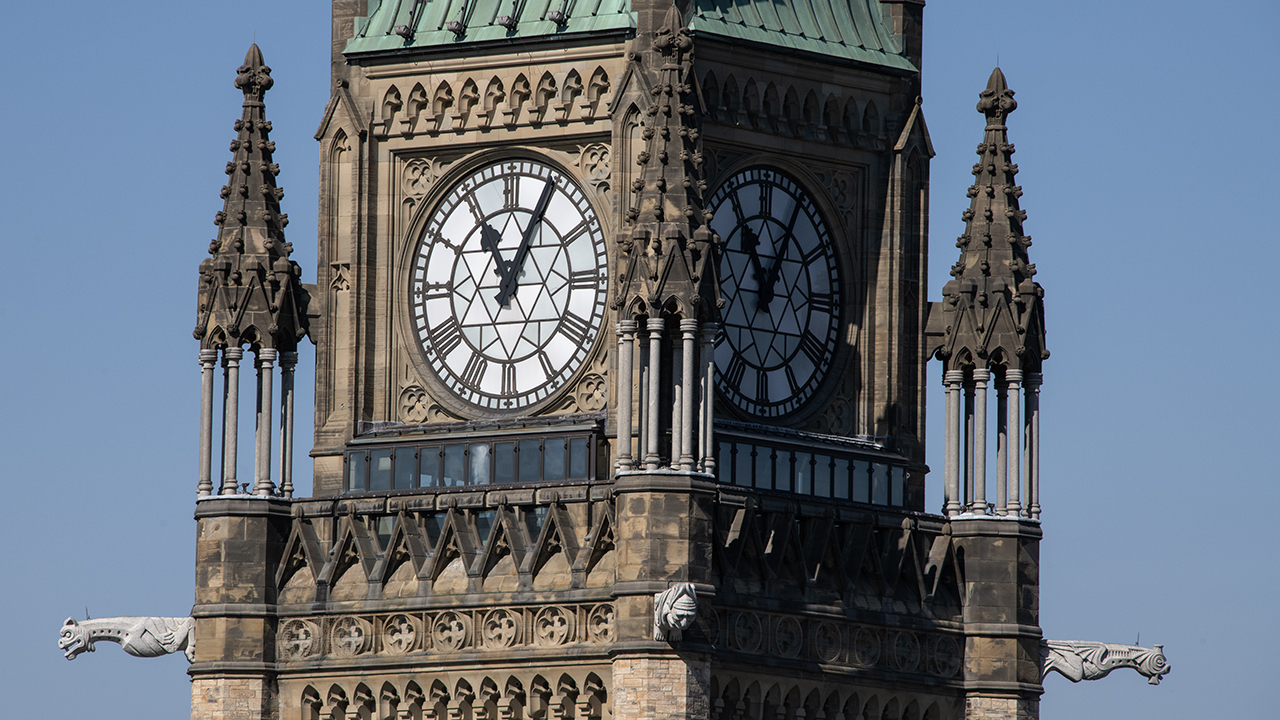 View enlarged image of the clock face on the Peace Tower