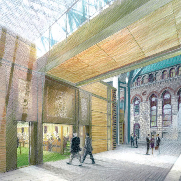 View enlarged image of an artist's rendering of the foyer to the House of Commons Chamber