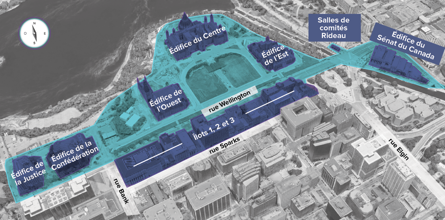 Carte de la Cité parlementaire. La description de l'image figure ci-dessous.