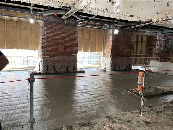 Completed section of the first floor slab with the poured concrete