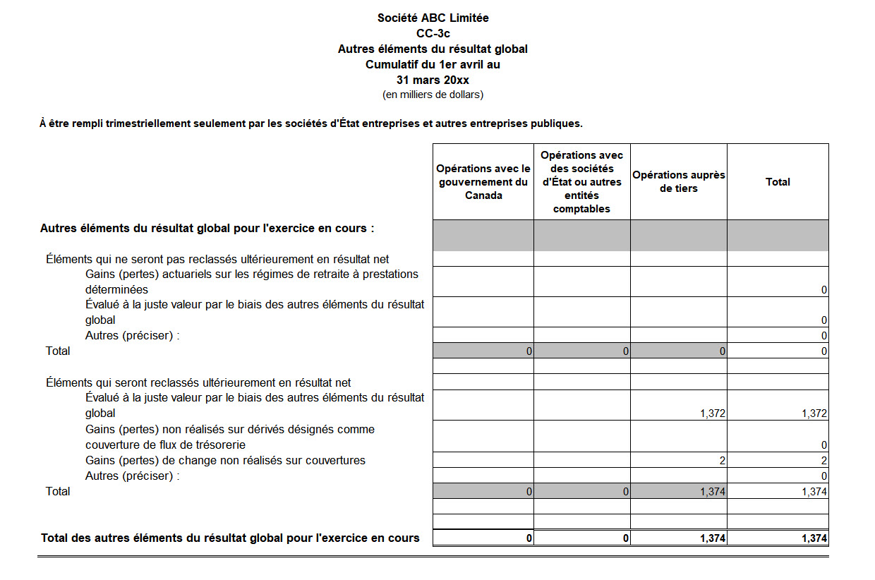 Saisie d'écran du formulaire CC-3c : Autres éléments du résultat global - Version texte sous l'image