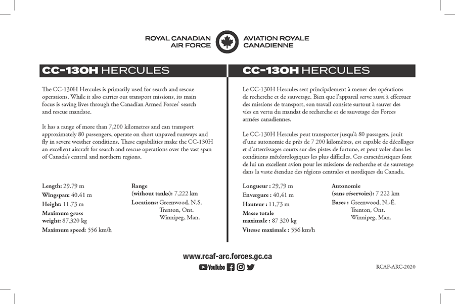CC-130H Hercules fact sheet details